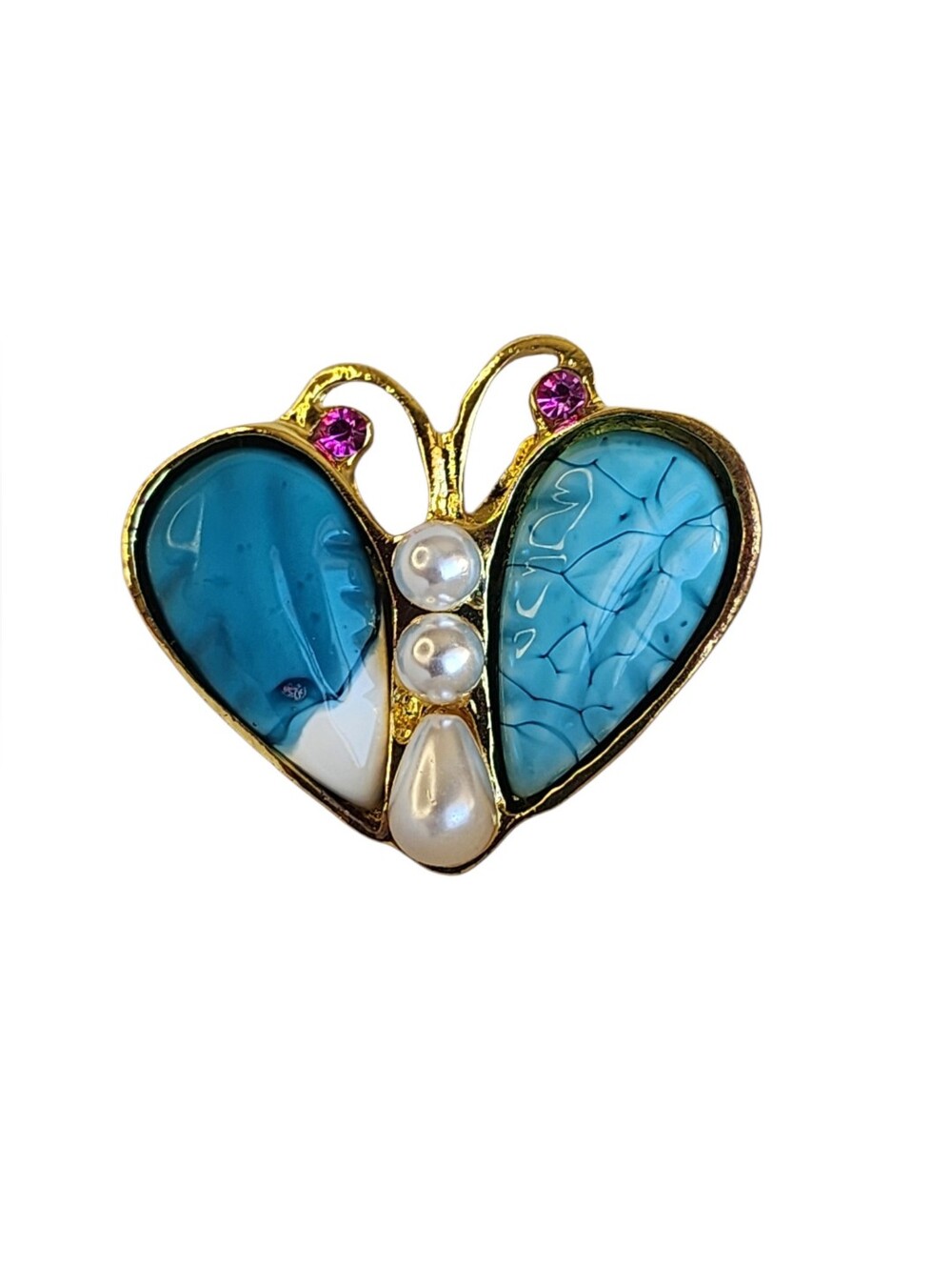 🦋 💙 Turquoise Butterfly Heart Enamel Brooch Pin